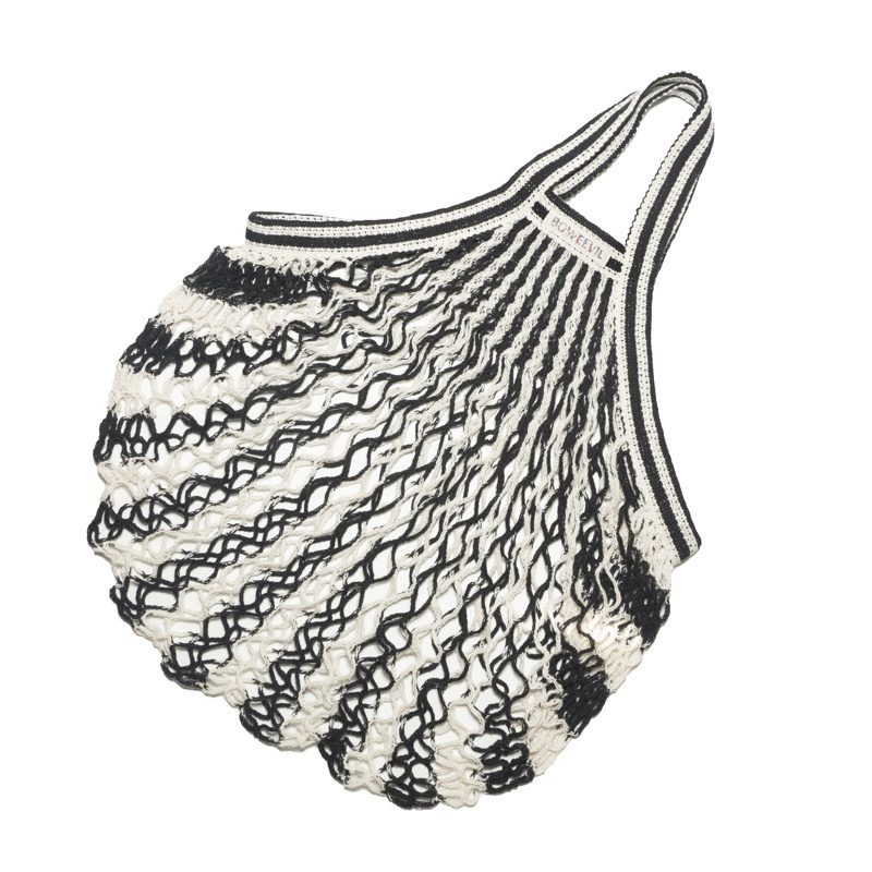 Bo Weevil Net bag bicolour with short handles - black & white 901502