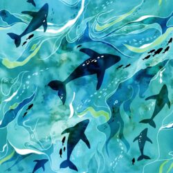 Hazeltjes Teeming Ocean Dolphines,  organic jersey