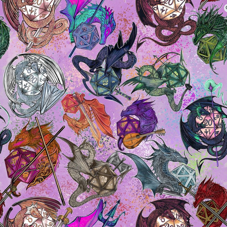 Pre-order Hazeltjes D&D Dragons Mix Lilac organic jersey