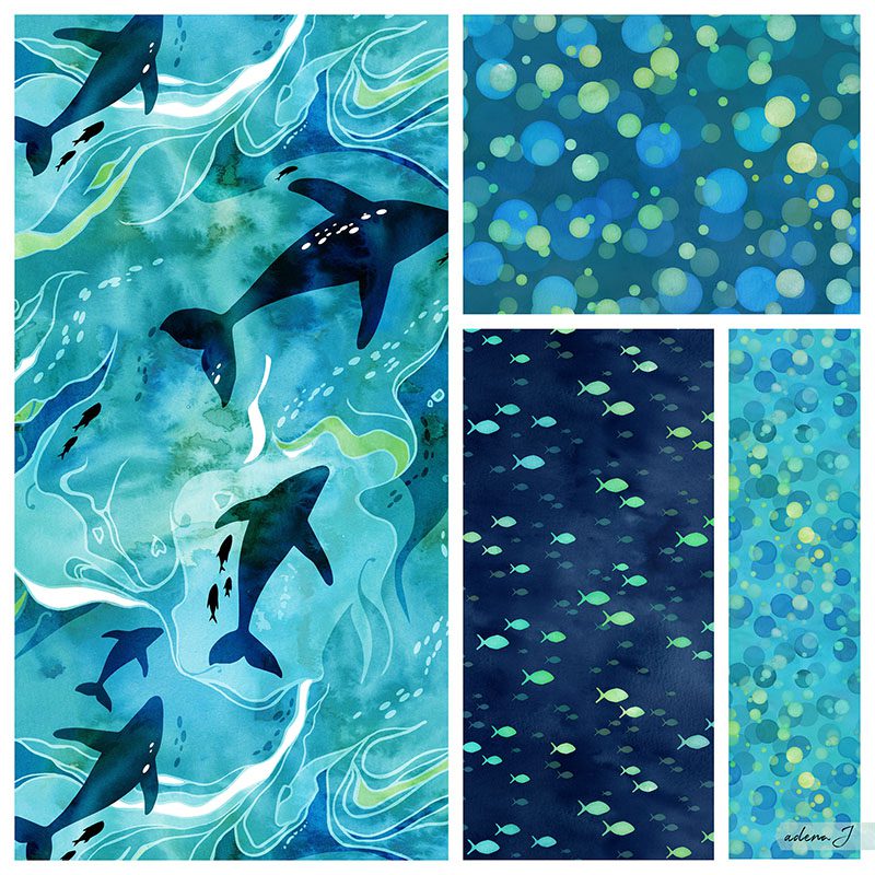 Hazeltjes Teeming Ocean Dolphines, organic jersey - Image 2