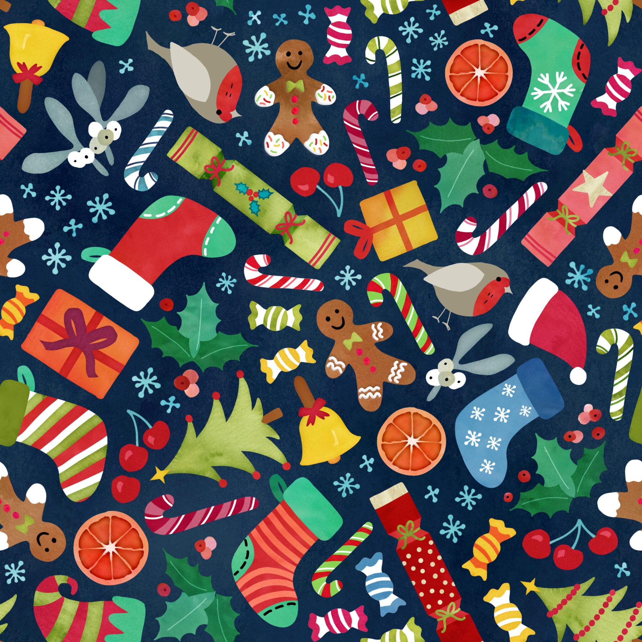 Hazeltjes Everything Christmas ditsy toss organic jersey